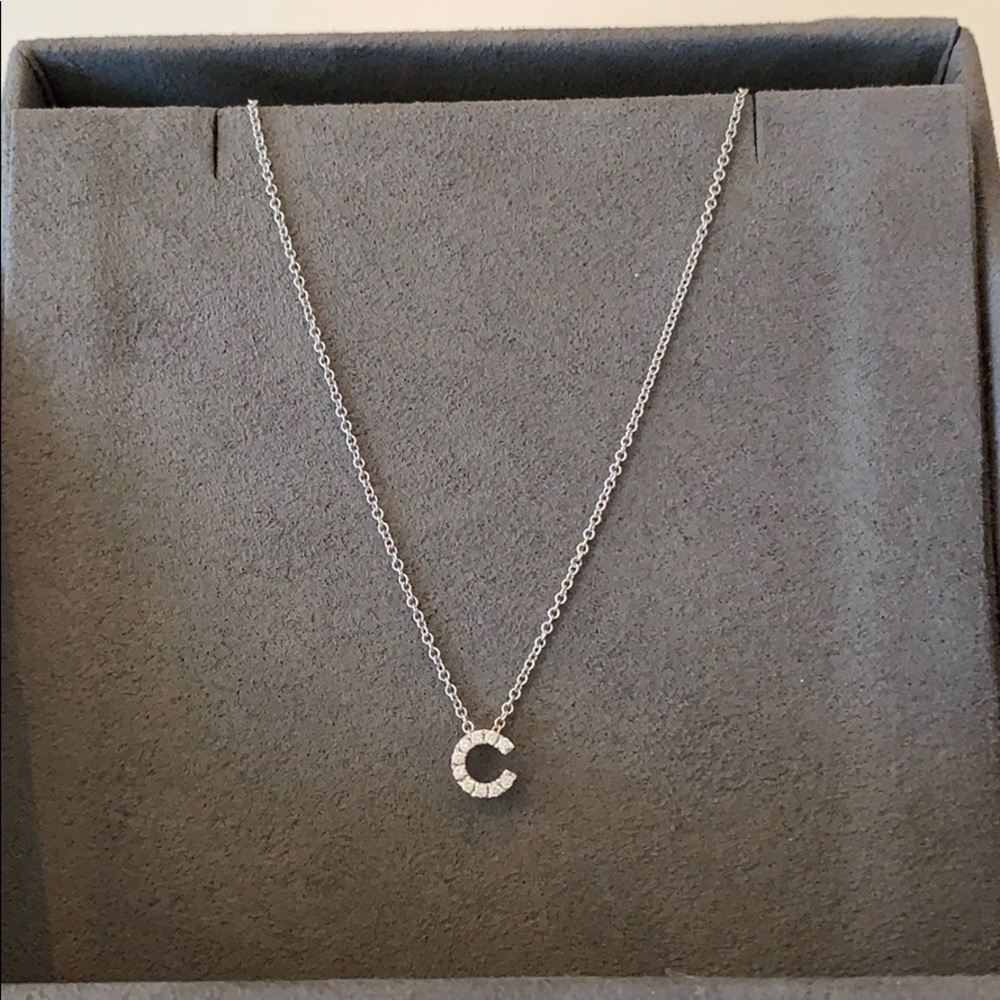 Bony Levy 18k diamond pave initial necklace